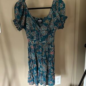 Blue and orange floral dress